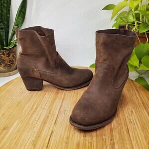 Rag & Bone Mercer II Waxed Brown Suede Slouch Ankle Boots Women's 40 US 10